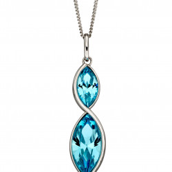 Fiorelli Silver Aqua Navette Twist Pendant and Chain P4800A 