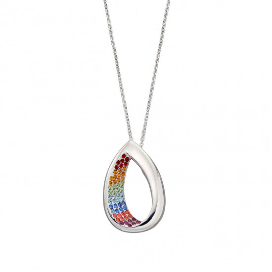 Silver Open Teardrop Rainbow Pendant With Crystals By Swarovski P4942 Silver Open Teardrop Rainbow Pendant With Crystals By Swarovski P4942
