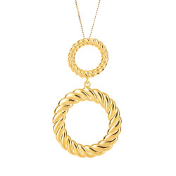 Fiorelli Rope Pattern Open Circle Double Drop Pendant with Yellow Gold Plating P5192