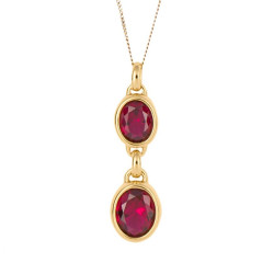 Fiorelli Fuchsia Nano Crystal Double Drop Pendant with Yellow Gold Plating F60