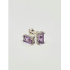 Silver Amethyst Oblong Stud Earrings SE1114AM