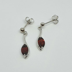 Silver Garnet Drop Earrings SE1155GA