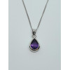 Silver Amethyst Pear Pendant And Chain SP1148AM