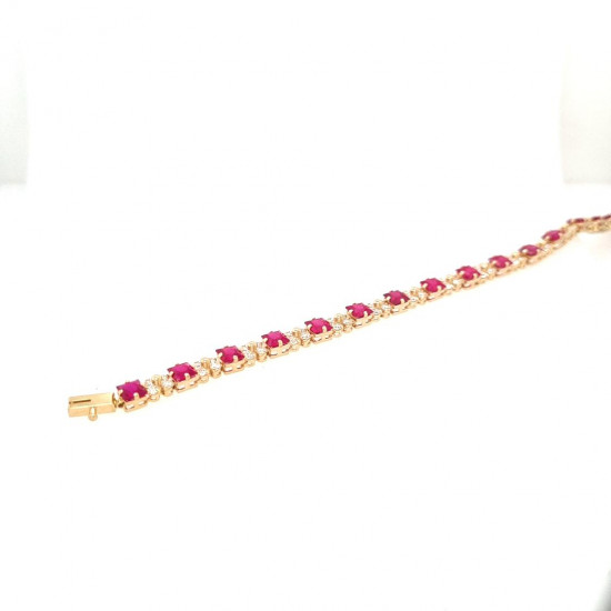 Pre Owned 14ct Ruby and CZ Bracelet ZK573 Pre Owned 14ct Ruby and CZ Bracelet ZK573