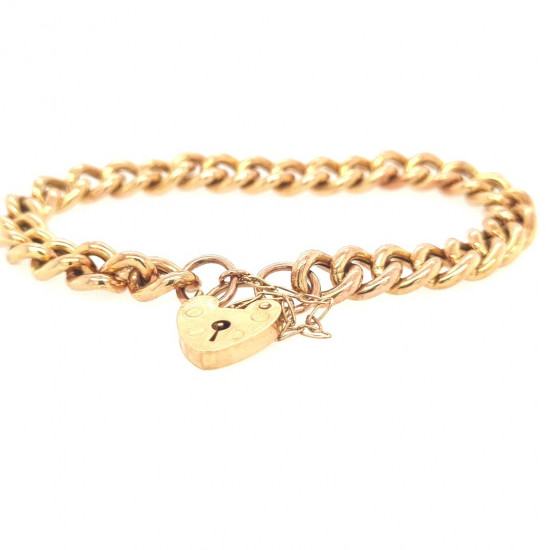Pre Owned 9ct Hollow Link Bracelet and Padlock ZK658 Pre Owned 9ct Hollow Link Bracelet and Padlock ZK658