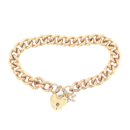 Pre Owned 9ct Hollow Link Bracelet and Padlock ZK658 Pre Owned 9ct Hollow Link Bracelet and Padlock ZK658