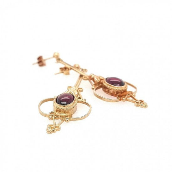 Pre Owned 9ct Garnet Dropper Earrings ZK907 Pre Owned 9ct Garnet Dropper Earrings ZK907