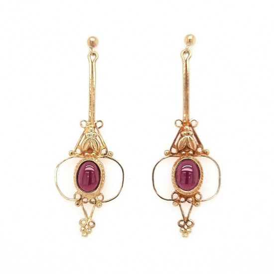 Pre Owned 9ct Garnet Dropper Earrings ZK907 Pre Owned 9ct Garnet Dropper Earrings ZK907