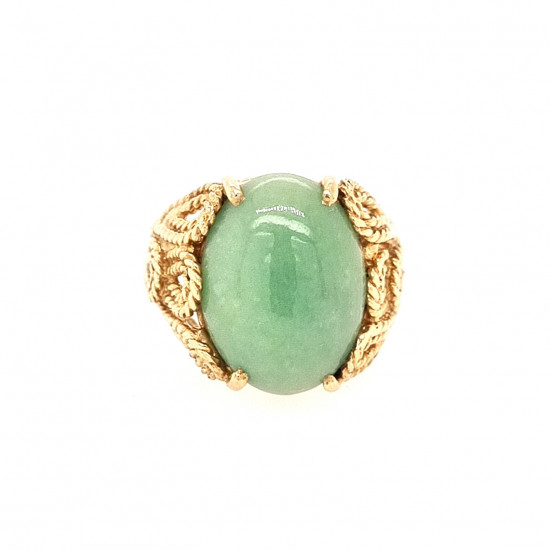Pre Owned 14ct Jade Ring ZL158 Pre Owned 14ct Jade Ring ZL158