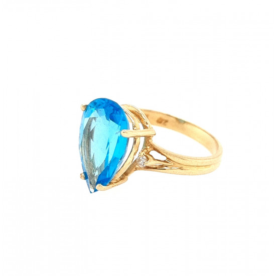 Pre Owned 14ct Blue Topaz and Diamond Ring ZL160 Pre Owned 14ct Blue Topaz and Diamond Ring ZL160