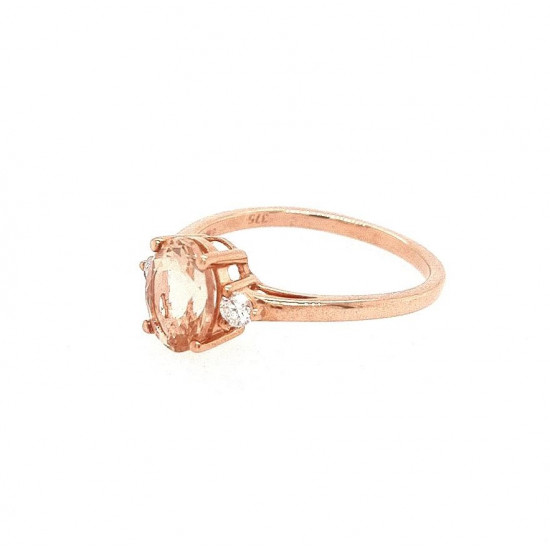 Pre Owned 9ct Rose Quartz and Diamond Ring ZL17 Pre Owned 9ct Rose Quartz and Diamond Ring ZL17