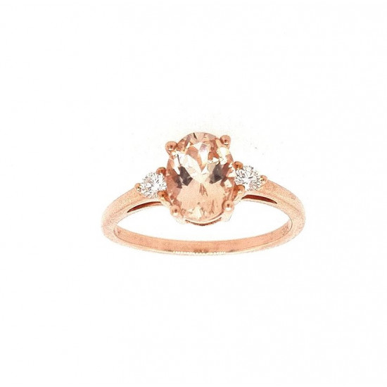 Pre Owned 9ct Rose Quartz and Diamond Ring ZL17 Pre Owned 9ct Rose Quartz and Diamond Ring ZL17