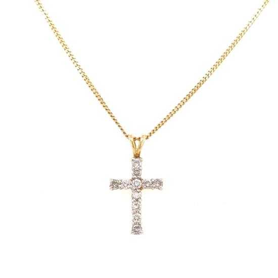 Pre Owned 18ct Diamond Cross and Chain ZL563 Pre Owned 18ct Diamond Cross and Chain ZL563