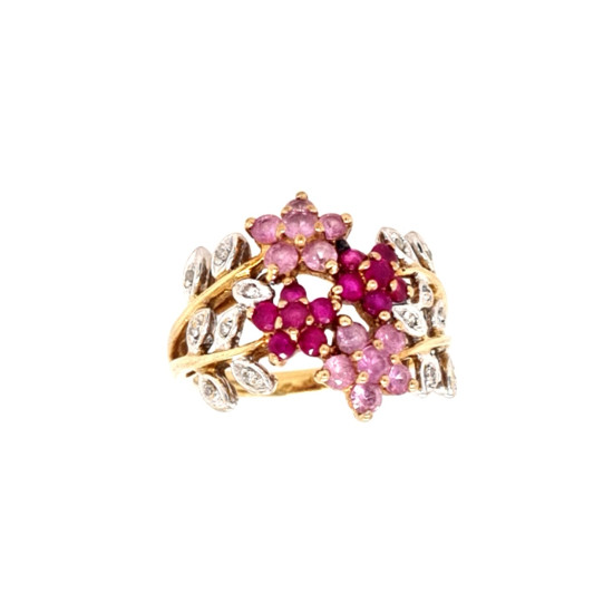 Pre Owned 9ct Multigem Flower Ring ZL667 Pre Owned 9ct Multigem Flower Ring ZL667