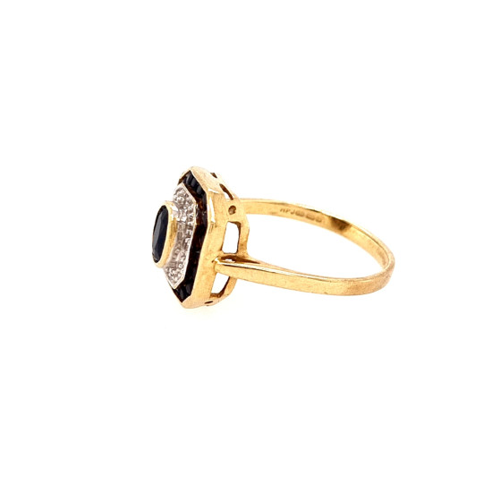 Pre Owned 9ct Sapphire and Diamond Cluster Ring ZL863 Pre Owned 9ct Sapphire and Diamond Cluster Ring ZL863