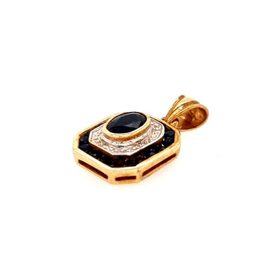 Pre Owned 9ct Sapphire and Diamond Pendant ZL864 Pre Owned 9ct Sapphire and Diamond Pendant ZL864