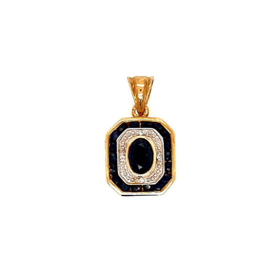 Pre Owned 9ct Sapphire and Diamond Pendant ZL864 Pre Owned 9ct Sapphire and Diamond Pendant ZL864