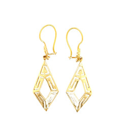 Pre Owned 14ct Greek Key Drop Earrings ZM288