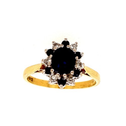 Pre Owned 18ct Diamond and Sapphire Cluster Ring ZM456