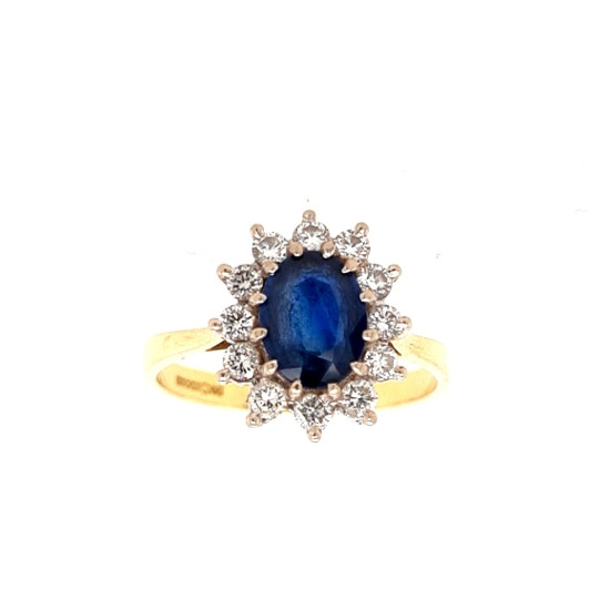 Pre Owned 18ct diamond and Sapphire Cluster Ring ZM790 Pre Owned 18ct diamond and Sapphire Cluster Ring ZM790