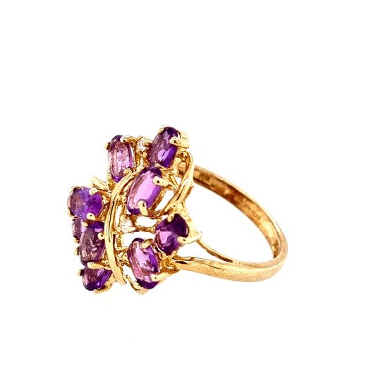 Pre Owned 9ct Amethyst and Diamond Cluster Ring ZM930 Pre Owned 9ct Amethyst and Diamond Cluster Ring ZM930
