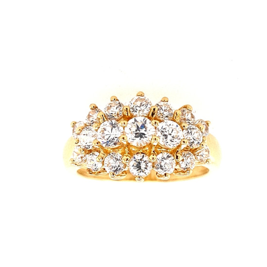 Pre Owned 14ct 3 Row CZ Ring ZN42