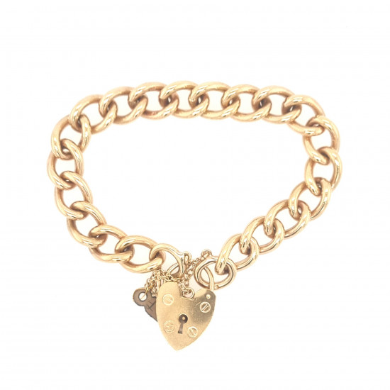 Pre Owned 9ct Curb Bracelet and Padlock ZK17 Pre Owned 9ct Curb Bracelet and Padlock ZK17